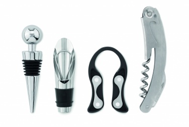 Logo trade reklaamkingi pilt: 4-osaline veinikomplekt puidust alusel